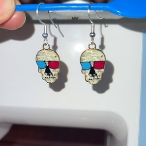Raver 3D Sugar Skull earrings by Crafts by Sandy